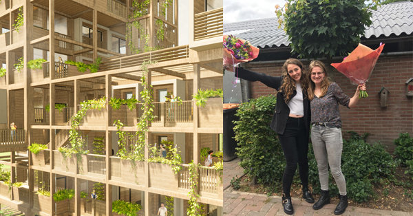 Brenda Evink en Rozemarijn Koning, met hun project.