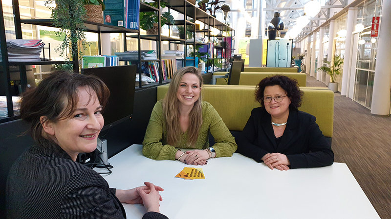 Inge Lups (zorgorganisatie Espria), Jasmijn de Lange (Hogeschool Windesheim) en Jolanda van Til (Deltion College).